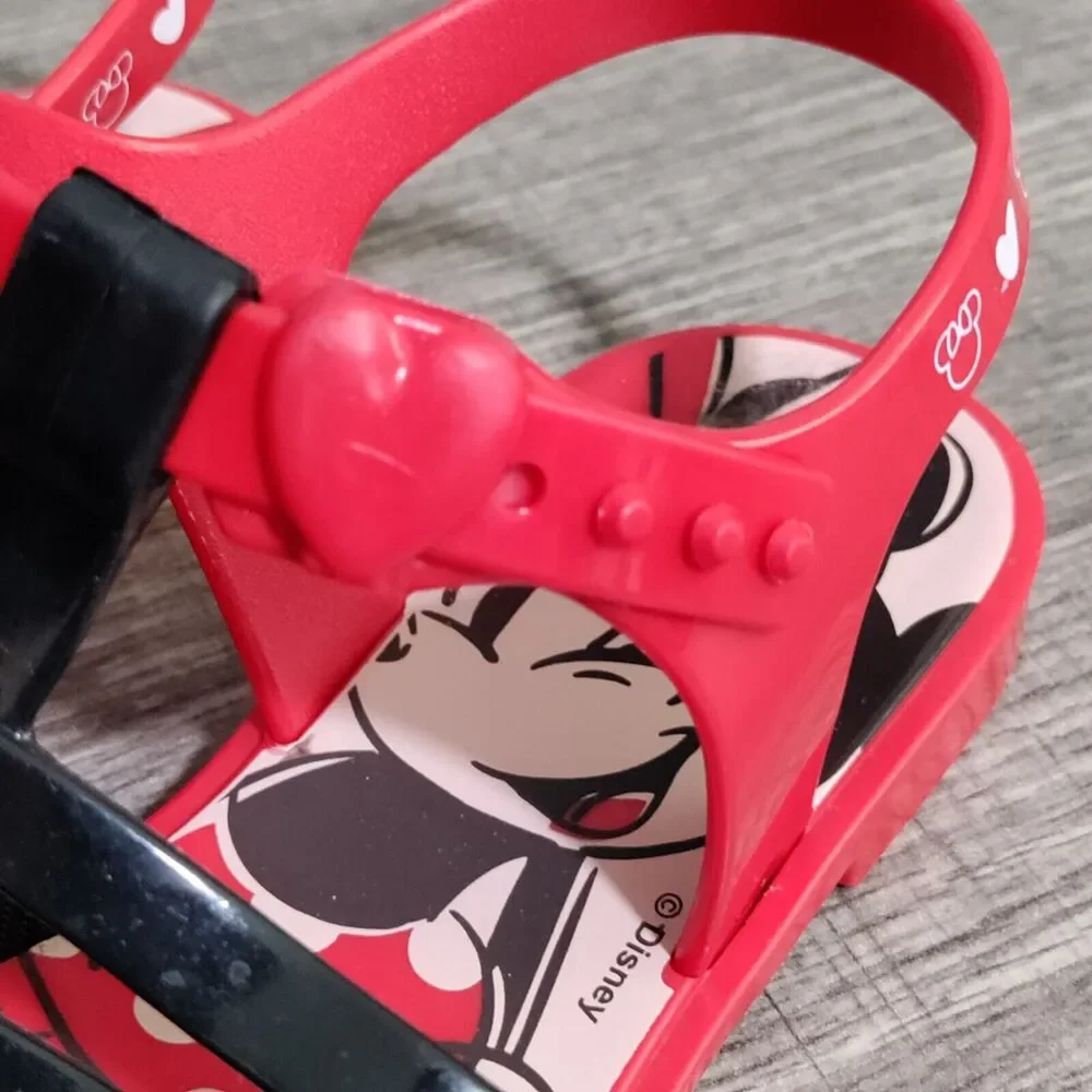 Grendene Kids Disney Minnie Mouse‎ Sandals Size 1 US Red Black Strappy